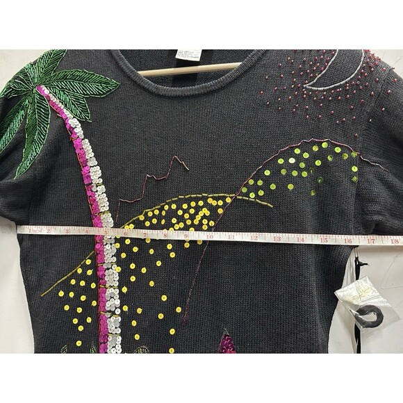 SEMPLICE Sergio Lopez women size small pullover black sweater sequins and beads - Picture 7 of 8